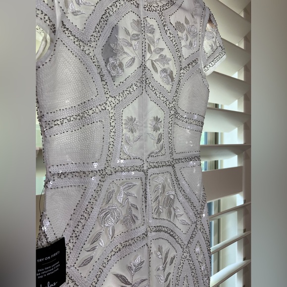 🆕 Lulu's White Sequin Embroidered Mini Dress - Picture 4 of 6